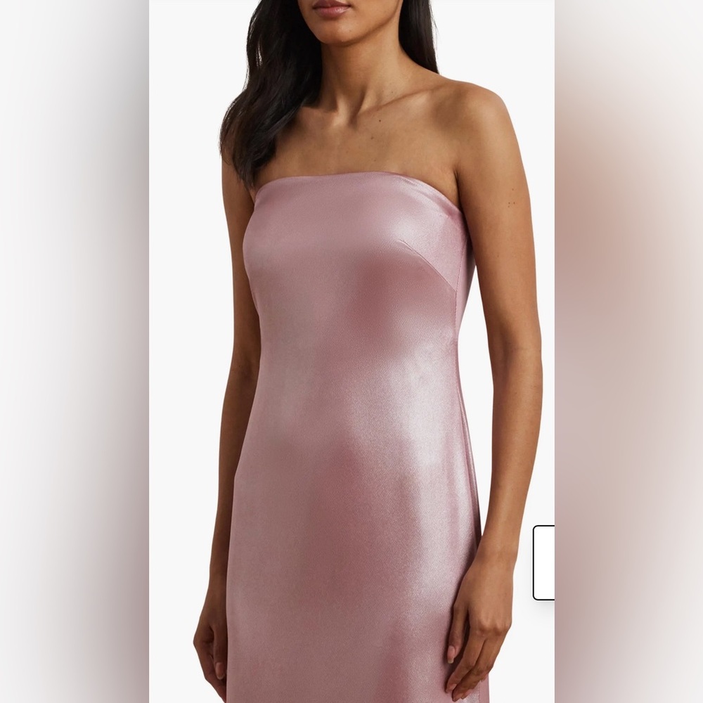 Lauren Ralph Lauren Foiled Charmeuse Strapless Gown in a soft pink hue. - Picture 2 of 6